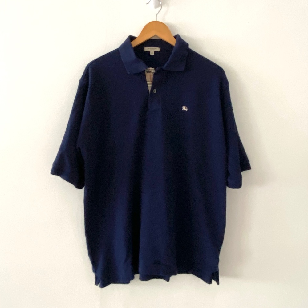 Burberry London Classic Navy Blue Polo Shirt L